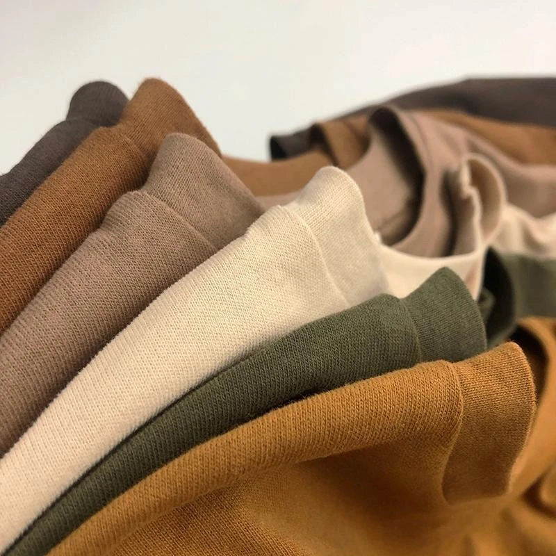 1-7Y الاطفال القطن قميص الصلبة الكرمل القهوة اللون الأطفال 2025 الخريف جديد بنين بنات القطن أنيق طويل الأكمام تي شيرت