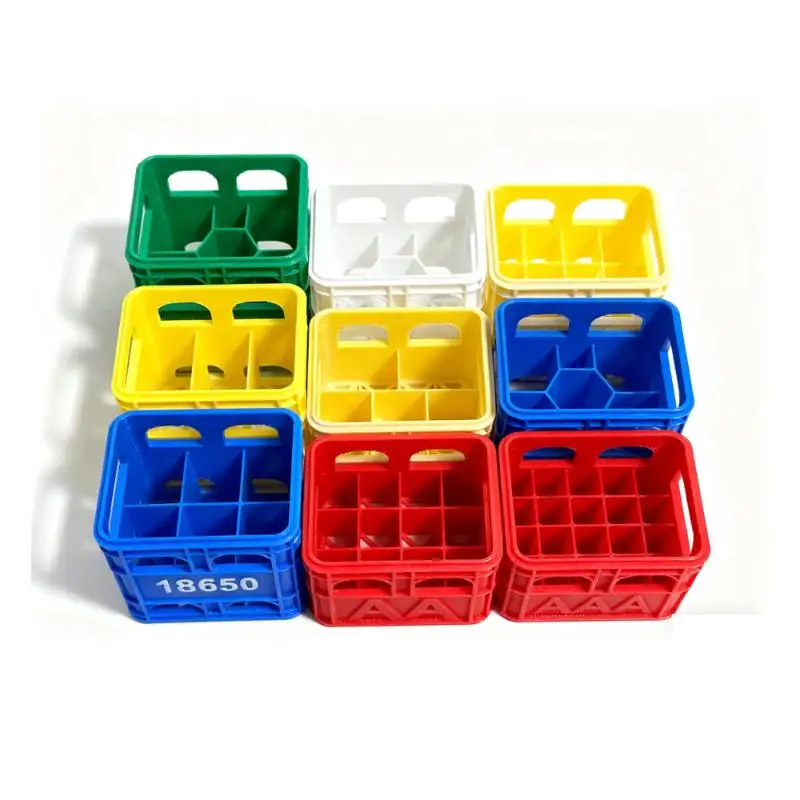 3D Printed Stackable Battery Storage Box DIY Beer Crate Style AA/AAA 18650 Battery Holder Dustproof Organizer Home Garage