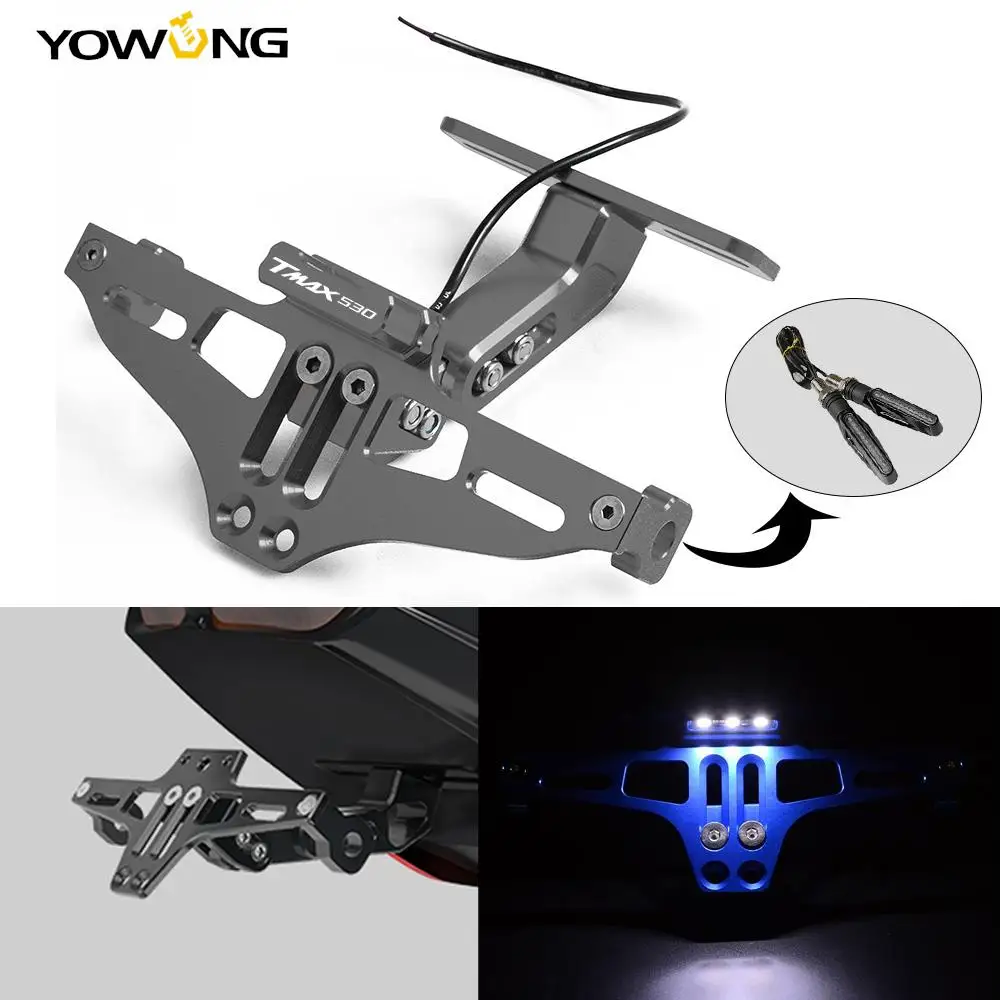 

Motorcycle Universal Adjustable Rear License Plate Mount Holder Turn Signal Light For YAMAHA TMAX530 TMAX 530 SX DX 2001-2018