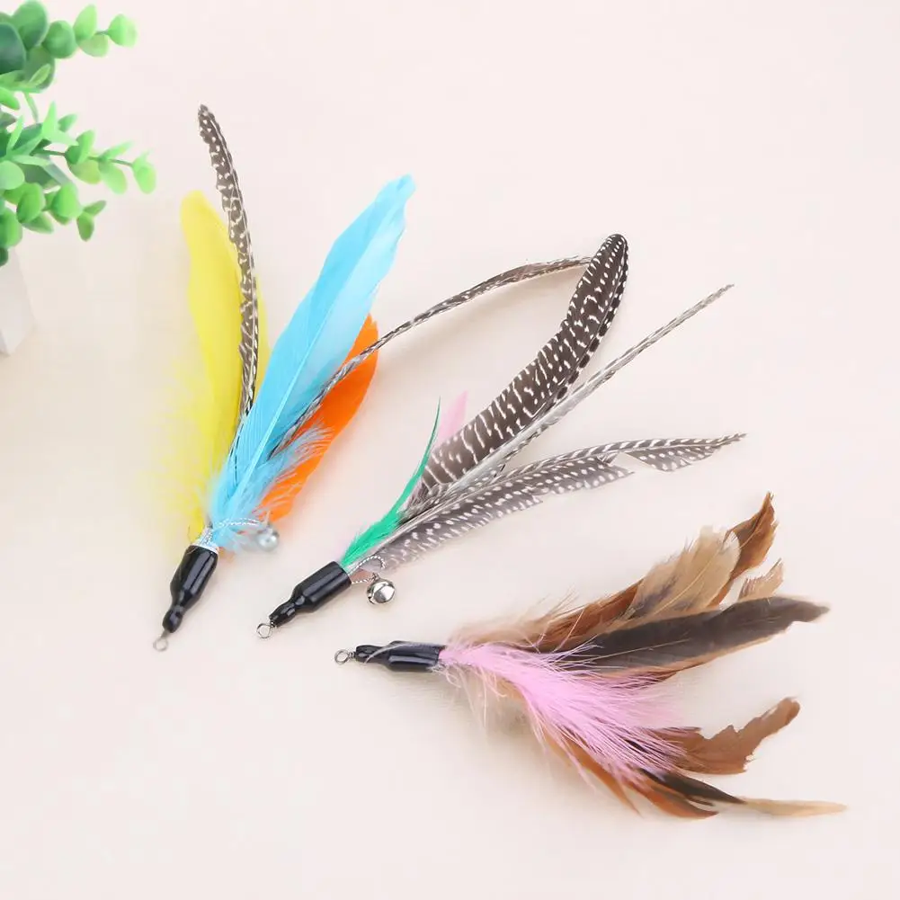 5pcs Short Rod Interactive Stick Colorful Feather Funny Cat Stick Portable Creative Fashion Novelty Replacement Pet Cat Supplies