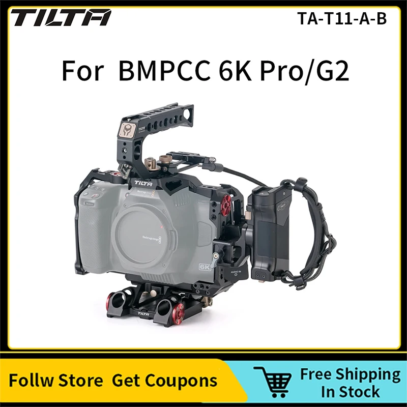 

TILTA TA-T11-B Basic Camera Cage Kit for BMPCC 6K Pro / Quick Release Handle /15mm Rod Holder / Tiltaing SSD Drive Holder