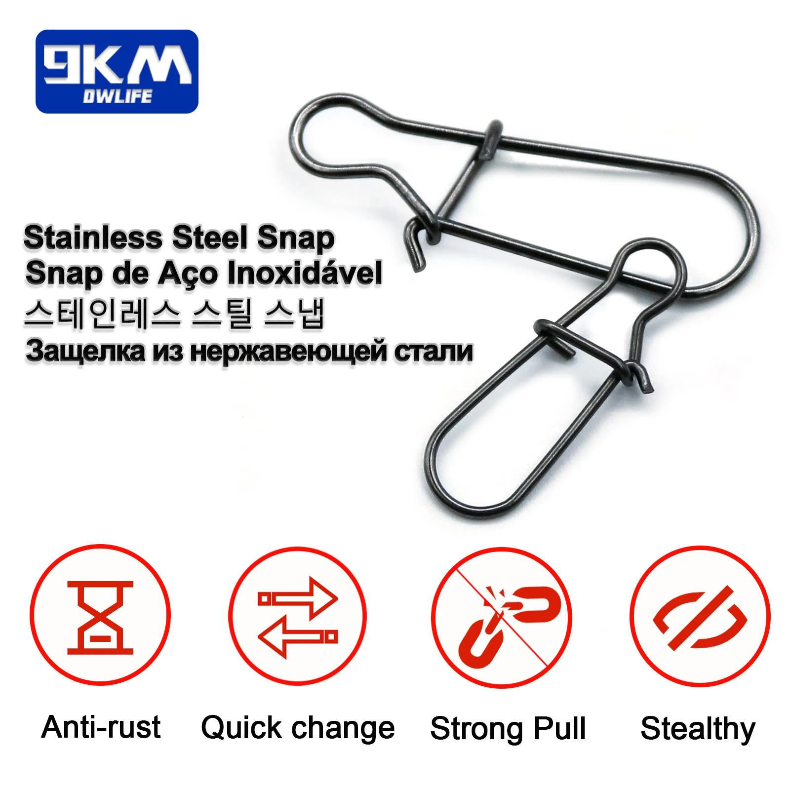 Fishing Snaps Fast Lock Clips Stainless Steel Fishing Connector Tackle Duo lock Clips Fishing Swivels Solid Rings Safety Snaps