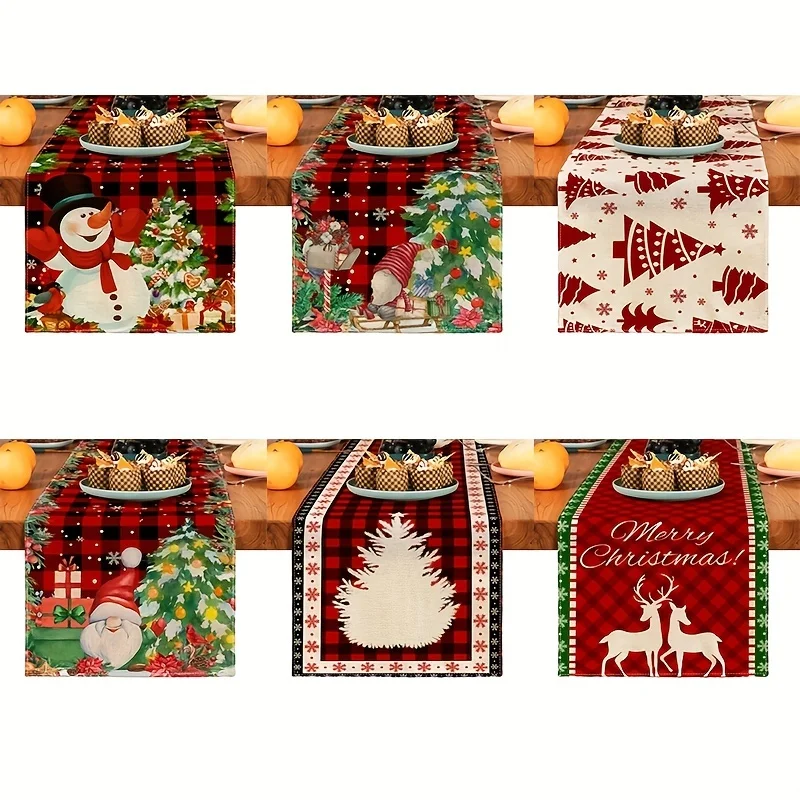 

Christmas Theme Table Runner Kitchen New Year Atmosphere Decoration Table Runner Holiday Room Scene Decoration Party Supplies