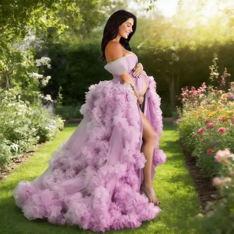 Elegantes Umstands-Fotoshooting-Kleid, Brautkleid aus weichem Polyesterstoff mit hoher Elastizität für bequemen Alltag, A2UB – Detail 4