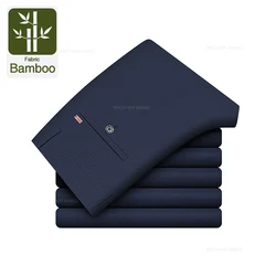 Men's Ultra - Thin Bamboo Fabric Elastic Casual Trousers - Soft & Straight in Classic Shades - 30 (Navy blue)