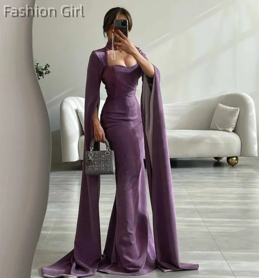 

Elegant Purple Mermaid Long Velvet Prom Dresses Sheath Floor Length Formal Occasion Evening Dress for Women فساتين السهرة