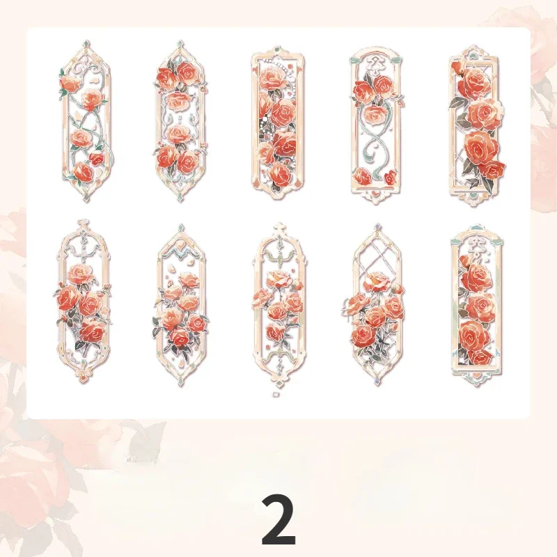 Retro Flower Frame Gilded Bookmarks - Set of 10
