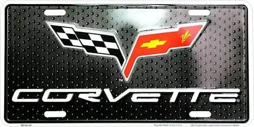 Hangtime Corvette Novelty Front License Plate 6x12 Metal Car Tag 4x amber 6 led license plate tag lights step footwell lamp boat truck trailer rv car waterproof 12 24v license plate light