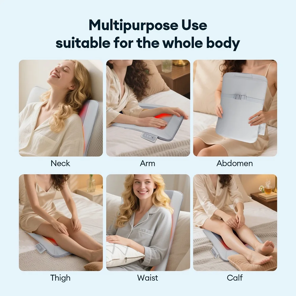 Electric Massage Pad Cushion Waist Backrest Massager Shoulder Neck Waist Back Hip Support Relieve Tense Muscles Wireless Usage