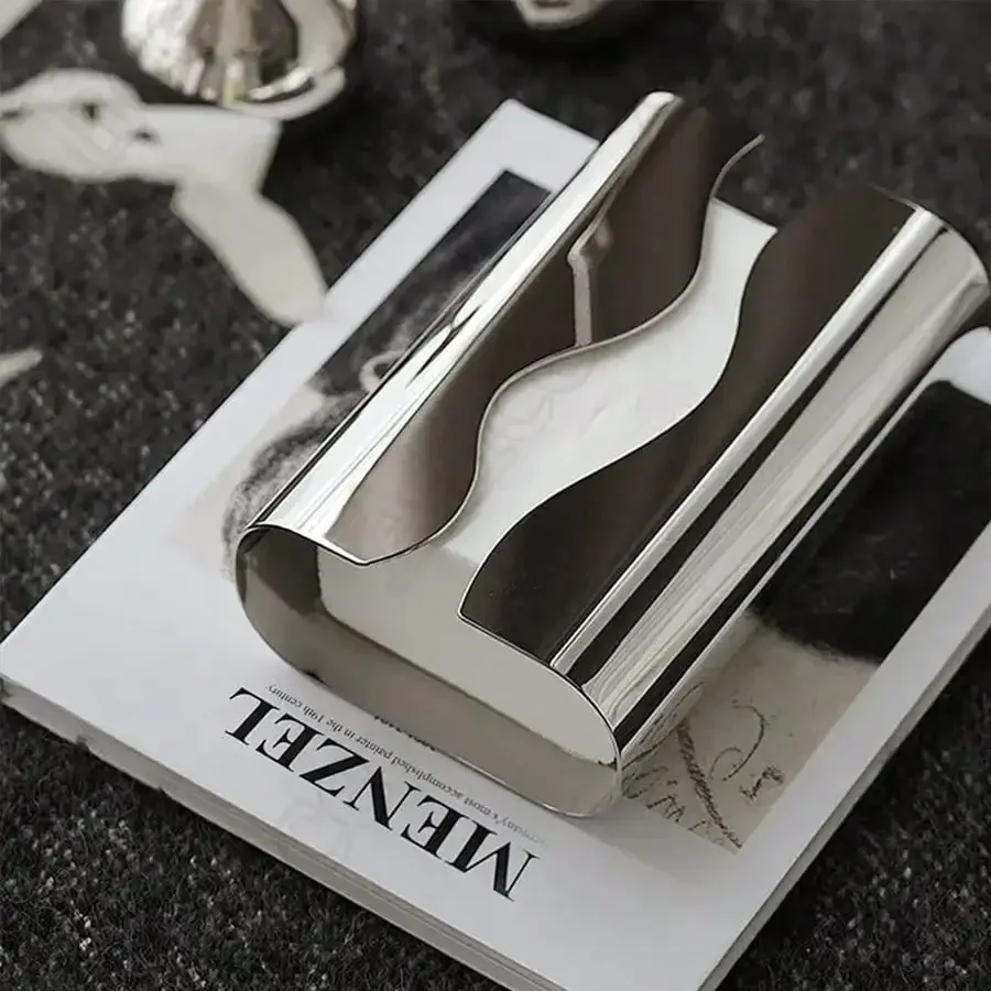 Nordic Stainless Tissue Case Mirror Napkin Holder Silvery Napkin Box Desktop Tissue Box Table Decoration Kitchen Accessories 3