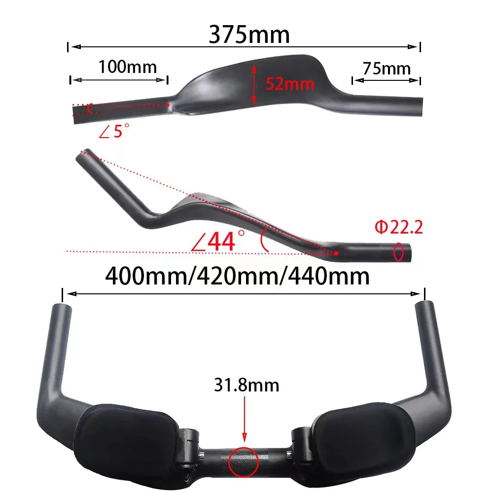 Balugoe In Fibra Di Carbonio Bici Da Strada Resto Tt Manubrio Clip Su Barre Aerodinamiche Estensione Manubrio Triathlon Time Trial Parti Di Ciclismo