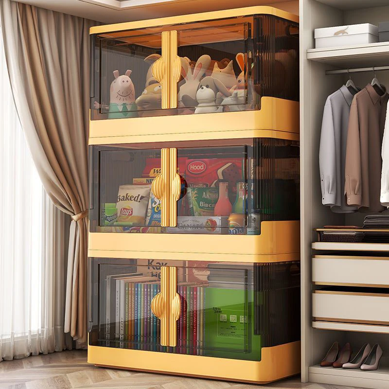 

Folding Storage Box Home Clothes Book Stackable Sundry Trunk Open Storage Box Double Door Open Clothes Wardrobe Bookcase Cabinet