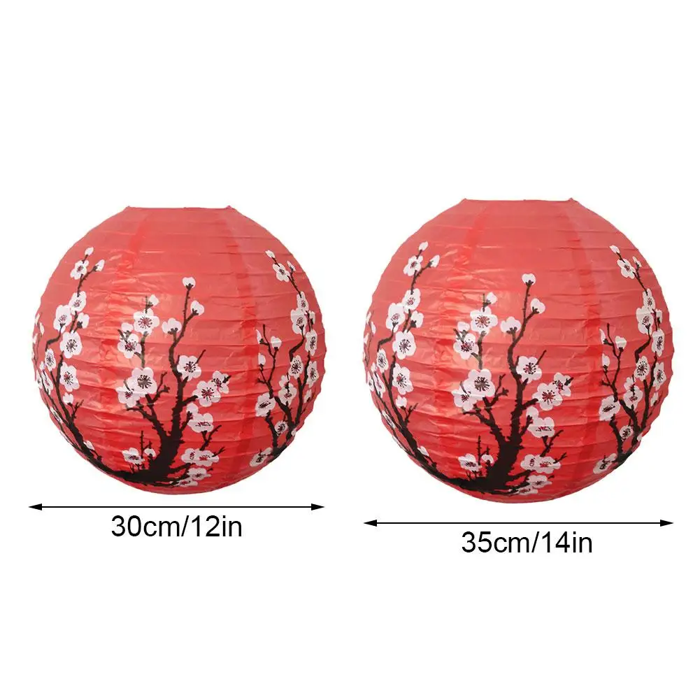 Plum Blossom Round Paper Lantern Lamp 30/35cm Chinese Oriental Style Spring Festival Restaurant Wedding Home Decor Gifts