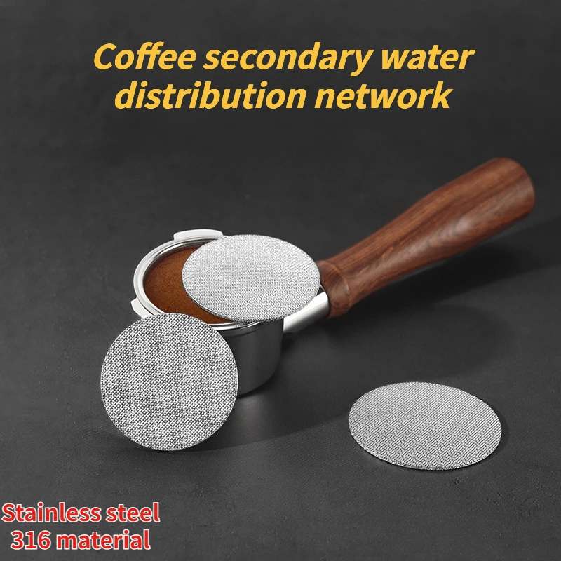 

Italian Metal Stainless Steel Coffee Filter Holder Secondary Water Distribution Network for 51/53/58MM Reusable Espresso Machine