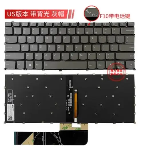 

US Grey Keyboard For LENOVO V14 G2 ALC,V14 G2 ITL,V14 G3 IAP,V14 G3 ABA with BACKLIT(F10 key is phone key)