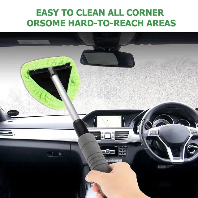 Ensemble de brosses de nettoyage de pare-brise de fenêtre de voiture télescopique, nettoyeur de vitres de voiture en microfibre, nettoyeur de vitres de voiture, éliminateur de brume de grattage 2