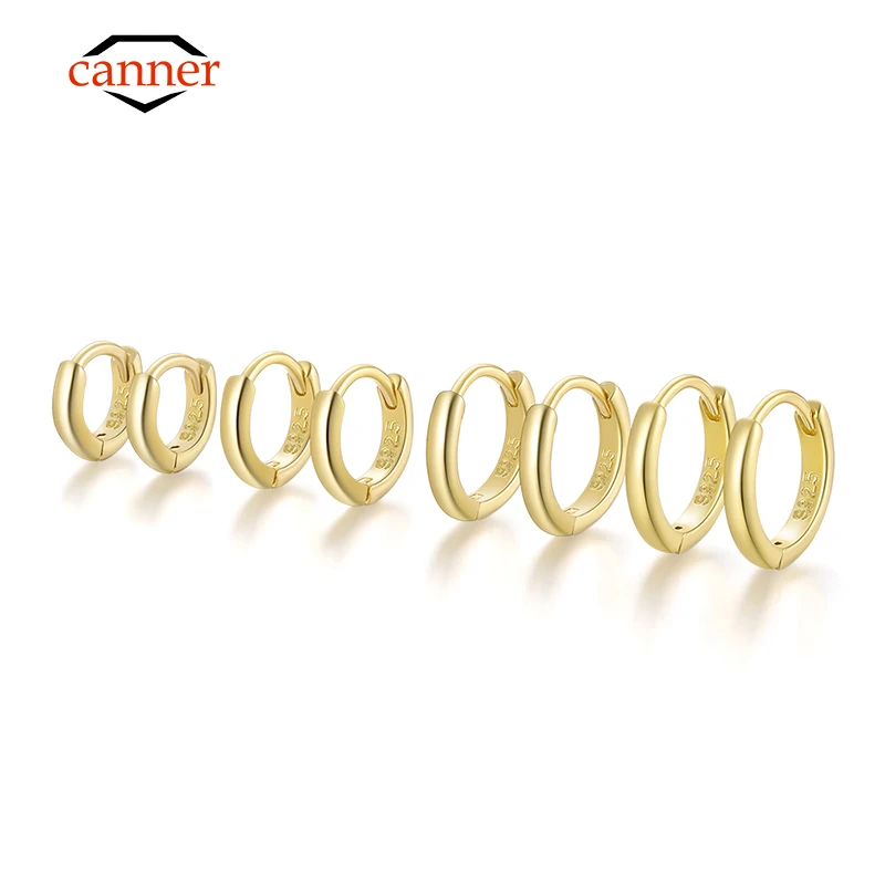 Silver Hoop Earrings Silver Earrings Hoop Earrings Womens Earrings CANNER 5/6/7/8/9mm Real 925 Sterling Silver Hoop Earrings For Women Piercing Earings Round Circle Earring Jewelry pendientes