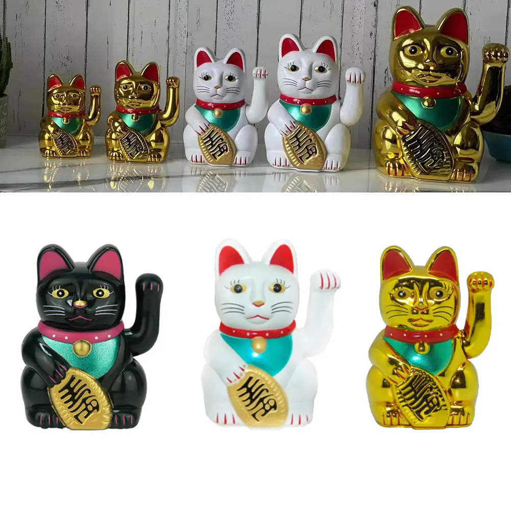 ChineseFengShuiBeckoningCatFortuneWealthLuckyCats5inchWaving