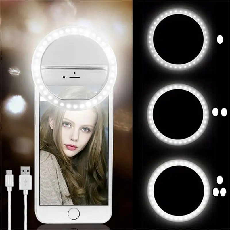 2024 Usb Charge Led Selfie Ring Light Obiettivo Del Telefono Cellulare Led Selfie Lampada Portatile Cellulare Anello Luminoso Clip Led Ring Light
