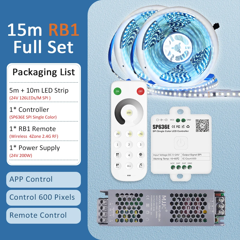 ตัวเลือกสินค้า LED ริบบิ้น 24V ยาว 10-20 เมตร ควบคุมผ่านแอป แสงน้ำไหล เทคนิคตกแต่งไฟ