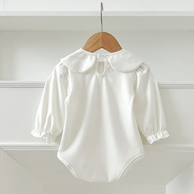 Baby Boys Girl Jumpsuit Autumn Newborn Romper Long Sleeved Solid Color Cotton Splicing Toddler Baby Girl Romper Children Clothes 4