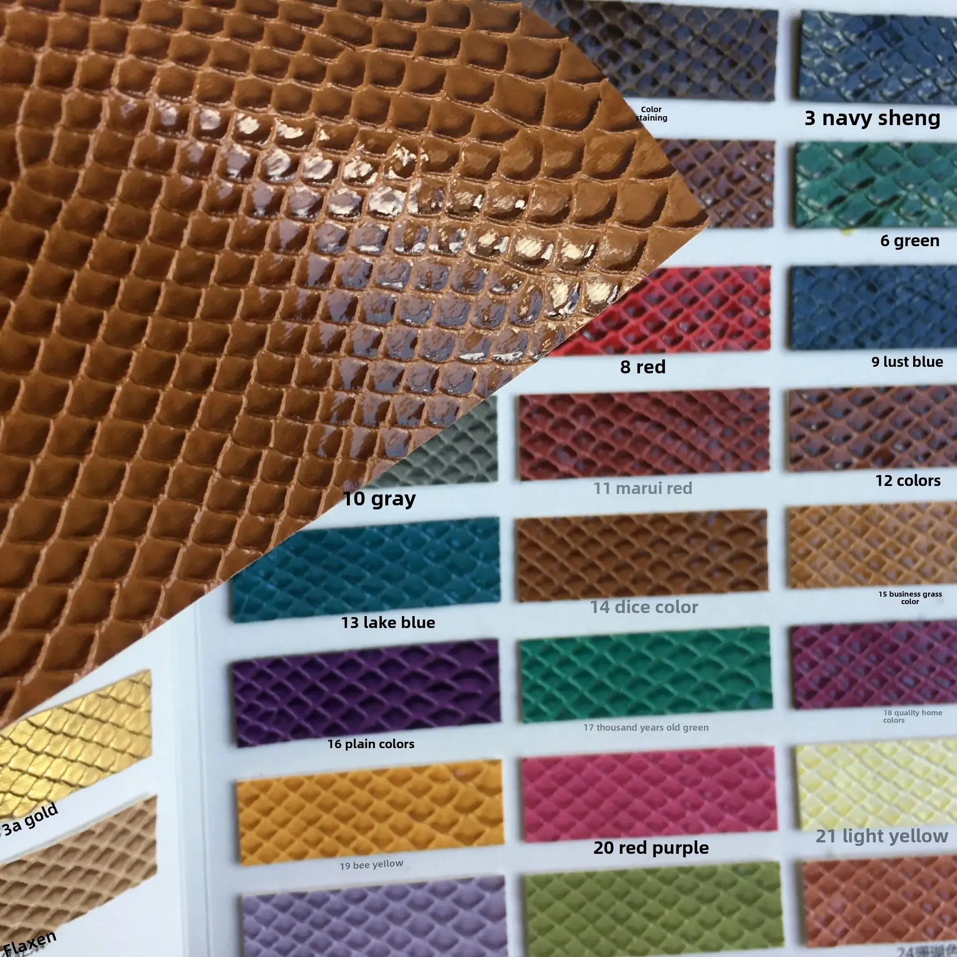 High Gloss Snake Skin Pattern PVC Artificial Leather Bag Fabric Soft Hard Leather Material for Handbags Background Walls