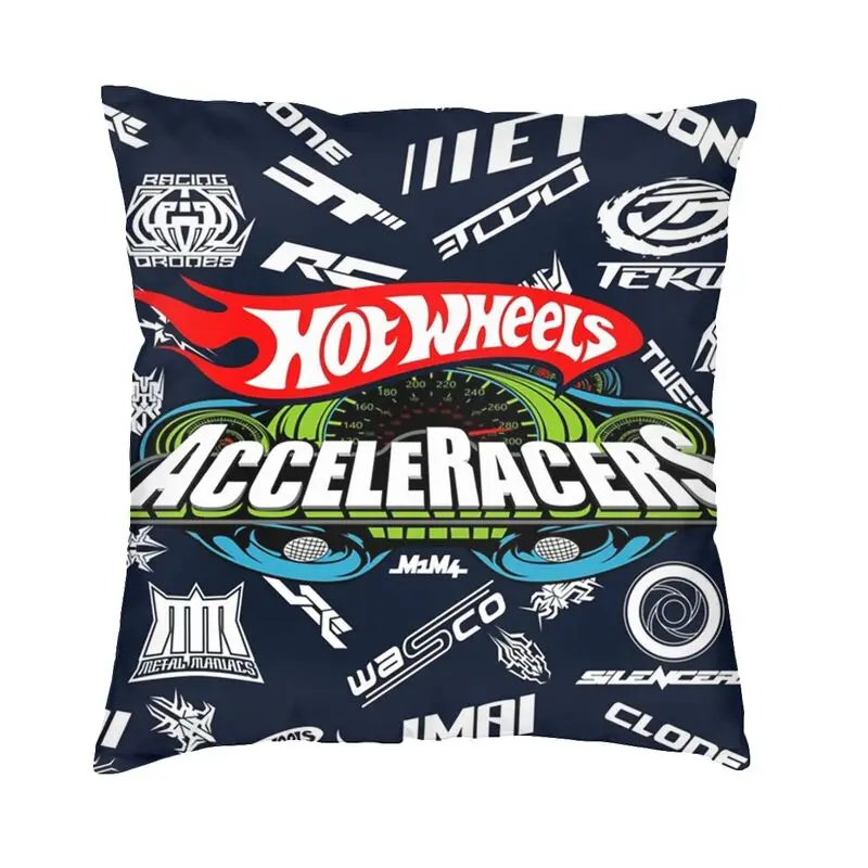 Acceleracers Logos Hot Wheels Fodera Per Cuscino 45X45Cm Cartoon Sport Car Soft Nordic Throw Pillow Case Decorazione Della Casa