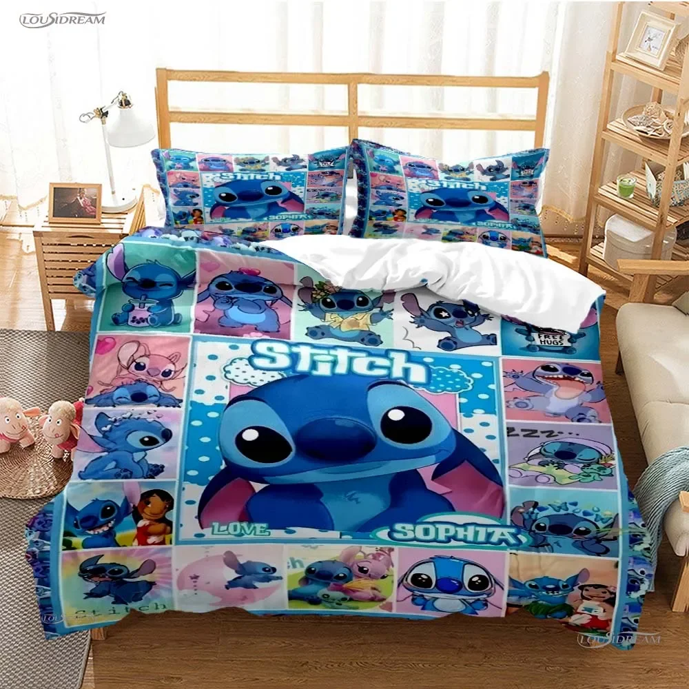 Disney Stitch Cartoon Cut All Season Duvet Cover Comforter Bedding Set Soft Quilt Cover and Pillowcases Single/Double/Queen/King