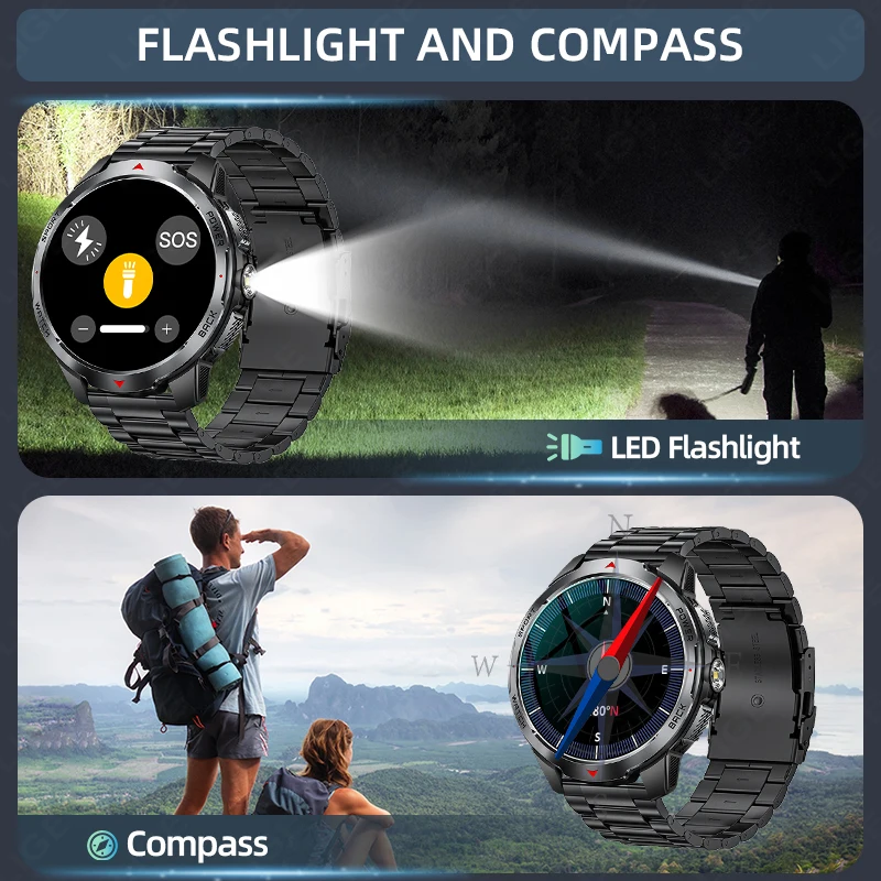 LIGE 1100 mAh Smart Watch 1.7 Inch Screen Bluetooth Call Voice Assistant Watch Sports Fitness 3ATM Waterproof Smartwatch For Men