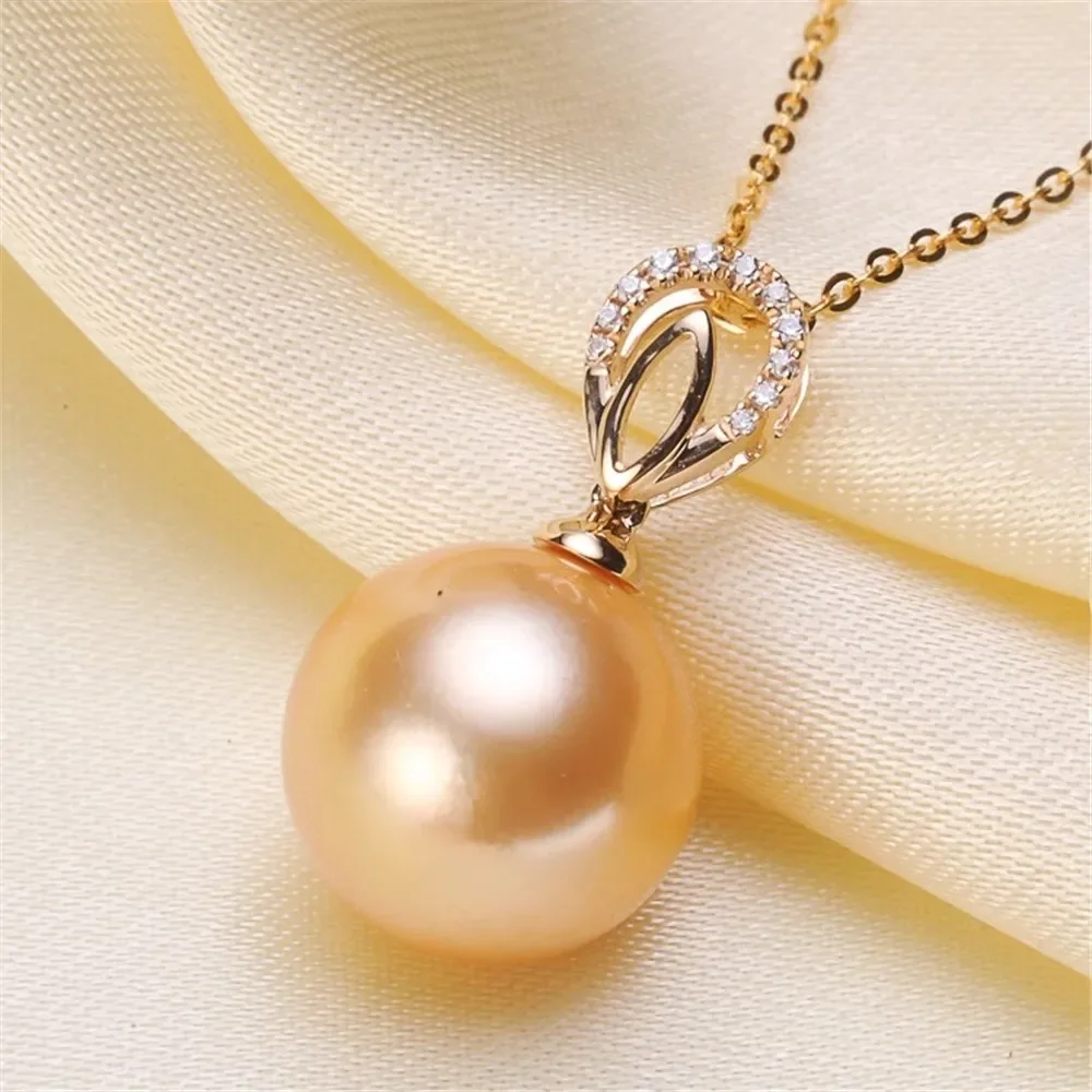 

DIY Accessory G18K Gold Pendant Empty Holder Exquisite Pearl Pendant Necklace Empty Holder Can Be Paired Fit 8-12mm G166