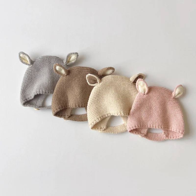 

Korean Cute Knit Wool Kawaii Hat Baby Rabbit Ears Hats for Children Baby Caps for Boys Girls Cap Winter for Kids
