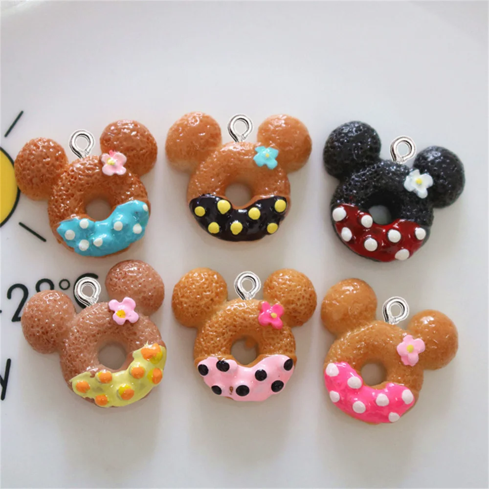 

10Pcs Imitation Food Play Donut Pendants Resin Animals Doughnut Charms DIY Earring Necklace Trendy Jewelry Making Craft Supplies