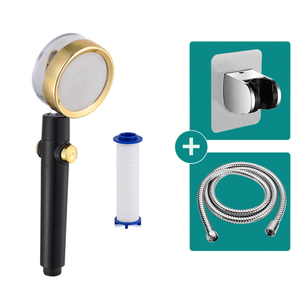 360 Rotated High Pressure Turbocharged Shower Head With Holder Hose