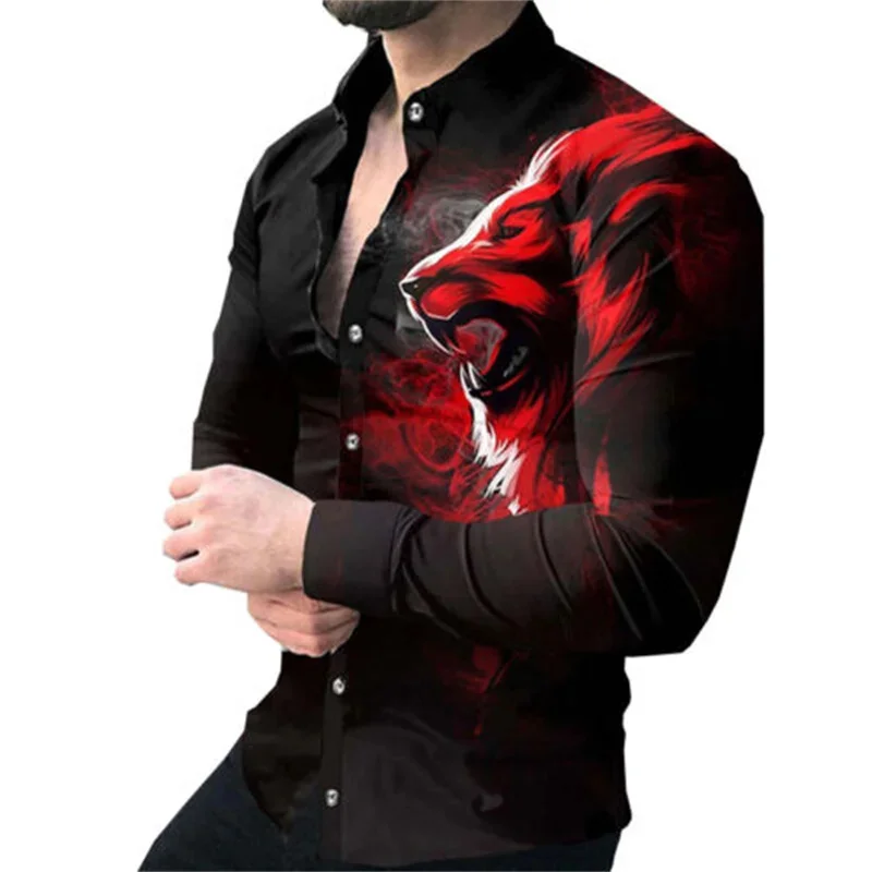 New men's shirt 3D printing animal pattern lapel long -sleeved shirt fashionable casual soft and comfortable breathable topS-6XL animal pattern series stylish pattern printing tpu phone cover case for xiaomi redmi k40 k40 pro k40 pro mi 11i poco f3 squares