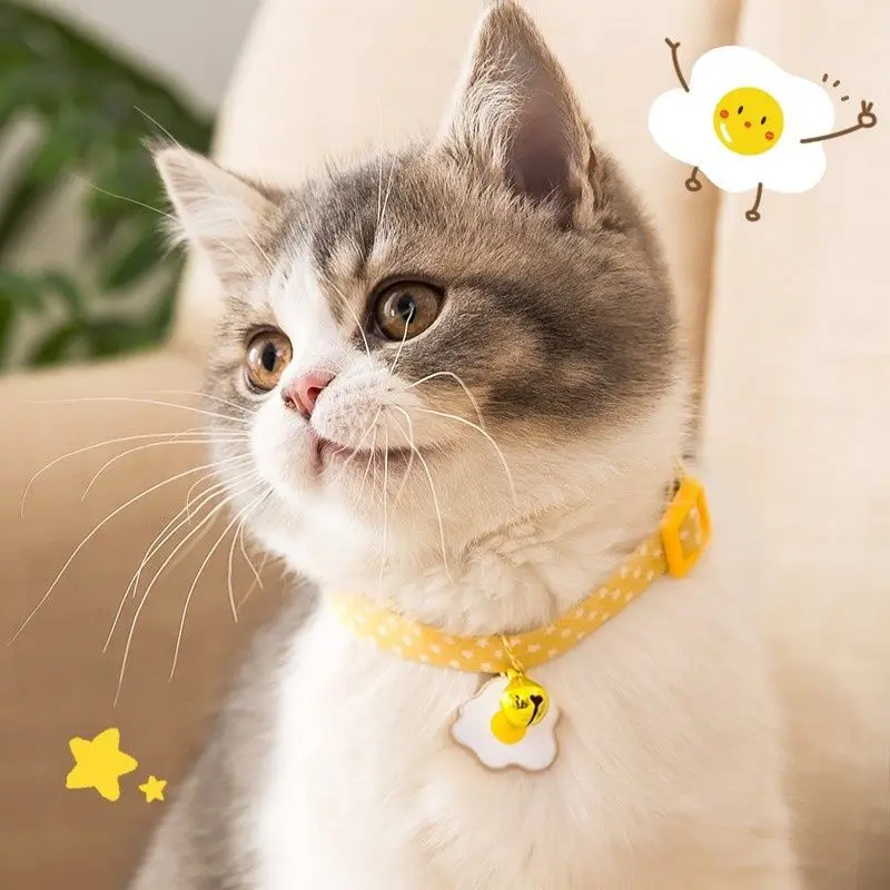 2022New Adjustable Kitten Collar with Bell Cut Pet Cat Collars Breakaway Cats Necklace Puppy Collar Cat Supplies Cat Accessories 2