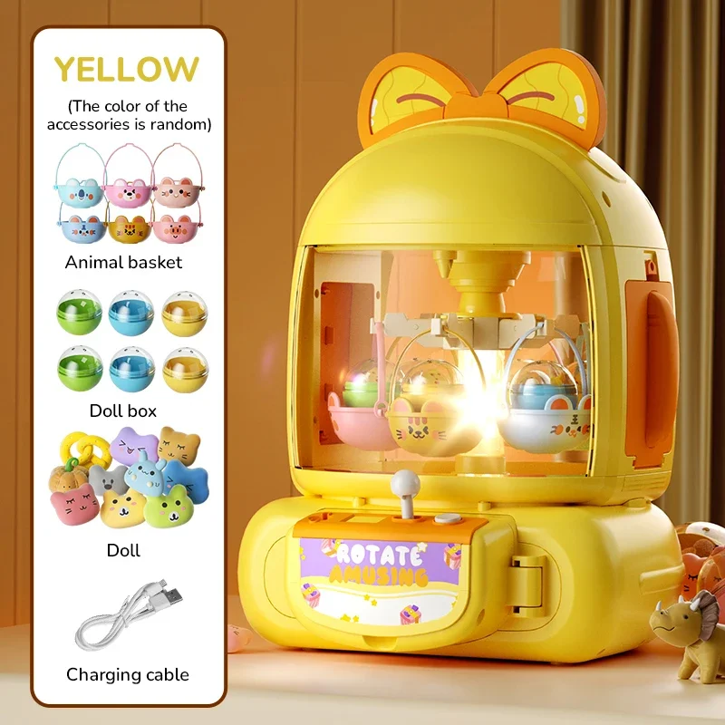Mini Claw Machine Toy for Kids Portable Plush Doll Grabber Girl with Music Toy Crane Machine Party Game Children's 3 Years Gifts