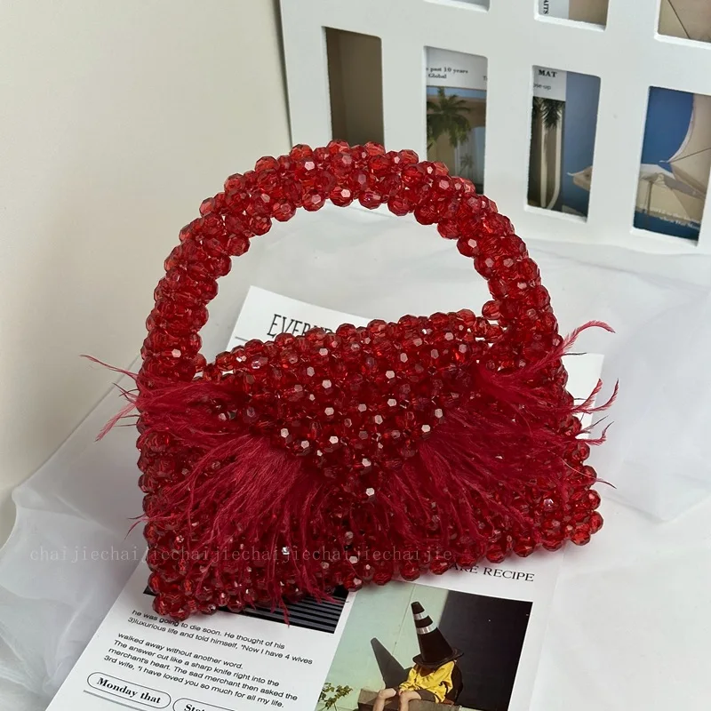 Women Pearl Handmade Bag Beaded Totes Evening Bags Clutch Wallet Magic Handbags Ladies Wedding Bridal Handbag Party Purse