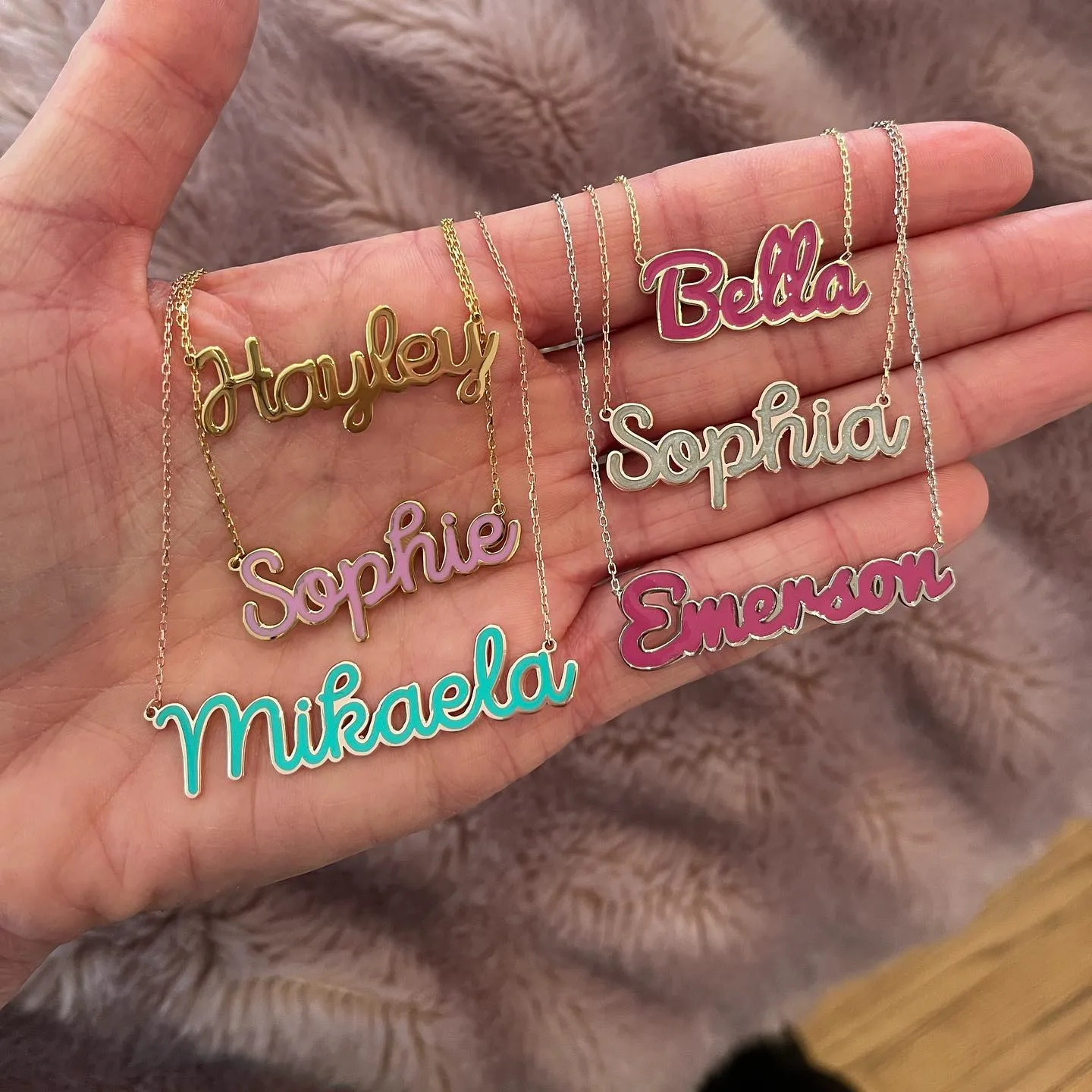 DUOYING Script Enamel Nameplate Necklace Personalized Custom Name Necklace Colorful Kids Name Necklace For Women Jewelry Gift