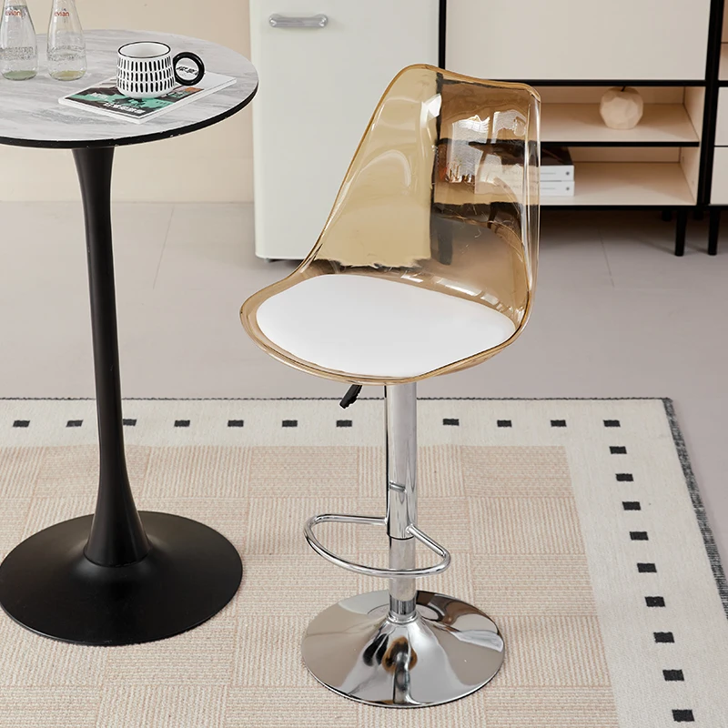 Acrylic Bar Chair Home High Stool Lift Chair Back Transparent Telescopic Front Desk Cashier Bar Stool Furniture