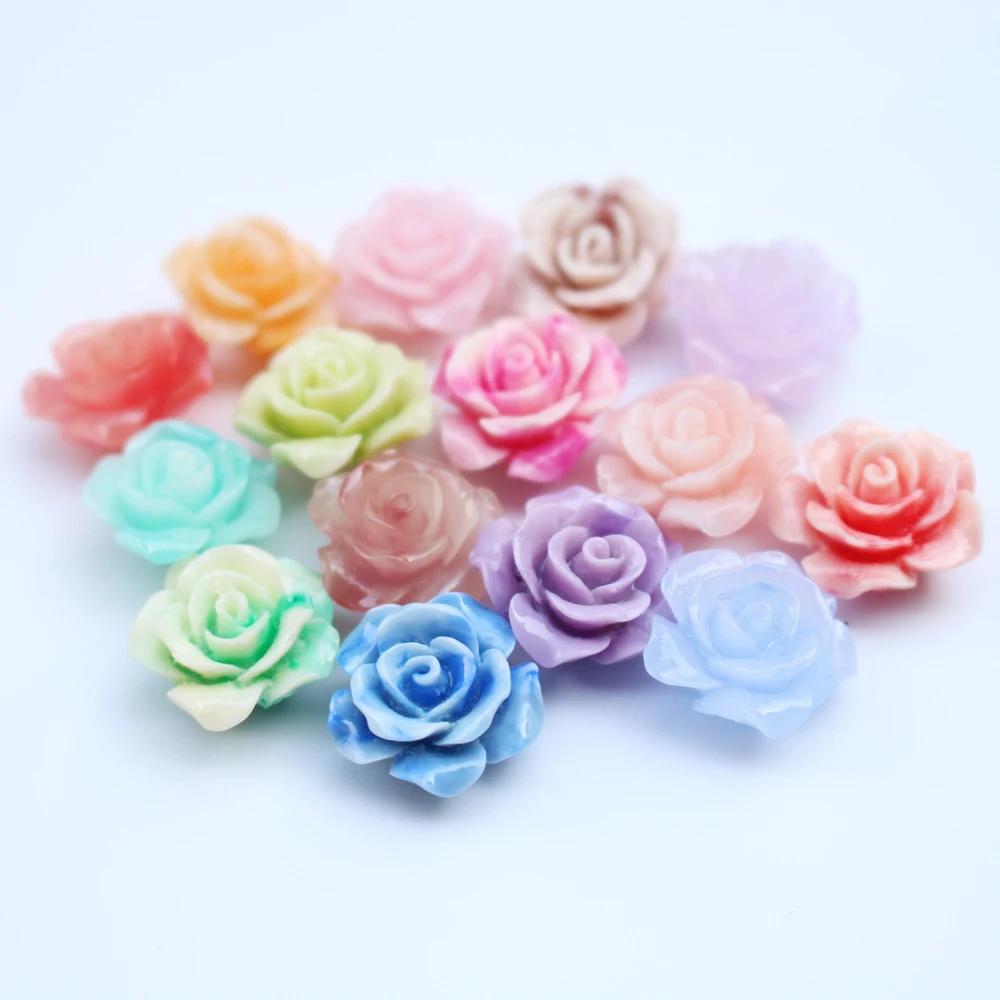 Coral Camelia Flower Beads For Jewelry Making Forniture Fai Da Te Kalen Sieraden Maken Accessori Cabochon Coppia Color Mix Cute Bead