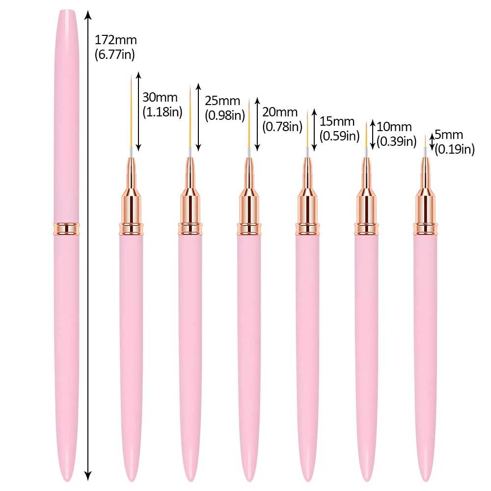 6pcs UV Gel Nail Art Liner Brush Set