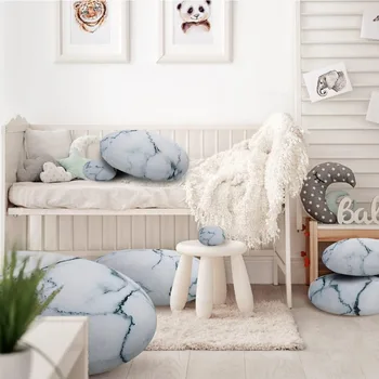 Three-Dimensional Curve Living Stones 7 Piece Set Floor Pillows Mixed Designs Home Decoration Stuffed Throw Pillows White 3