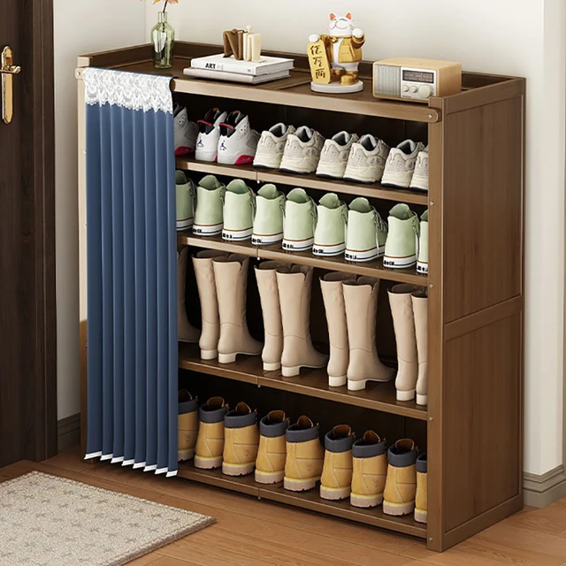 Wooden Shoe Rack Entrance Storage Shelf Boxes Shoes Cabinets Sleek