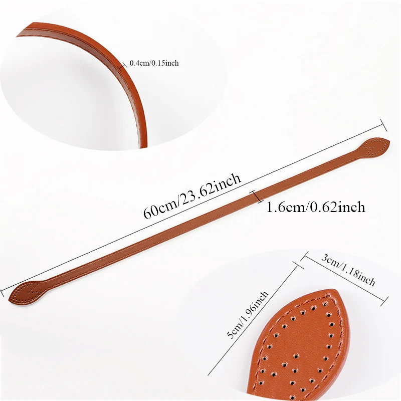 Set of 2 PU Leather Bag Straps - 60cm Replacement Handles for DIY Handbag Crafting and Accessories