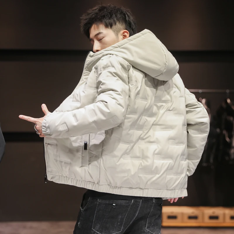 Cotton Padded Jacket Men Autumn Winter Coat Zipper Hooded Puffer Jackets Outwear Streetwear Fashion Slim Fit Warm Overcoat S-4XL