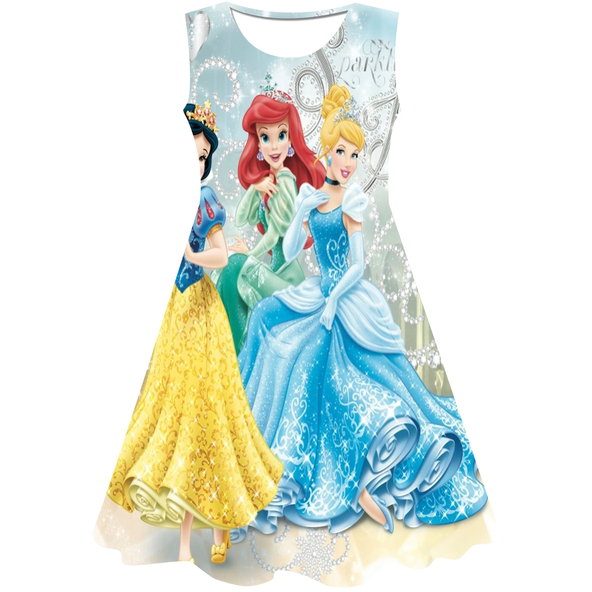 Vestido de princesa bella para niñas, ropa de dibujos animados, cenicienta,  3D, manga corta, fiesta de cumpleaños, verano| | - AliExpress