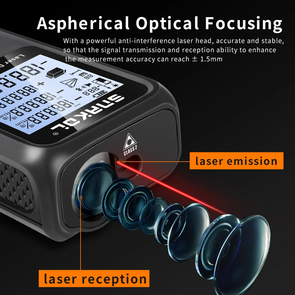 Snakol Laser Distance Meter 50m 70m 100m 120m Digital Range Finder Rechargeable Rangefinder Laser Tape Measure Electronic Ruler