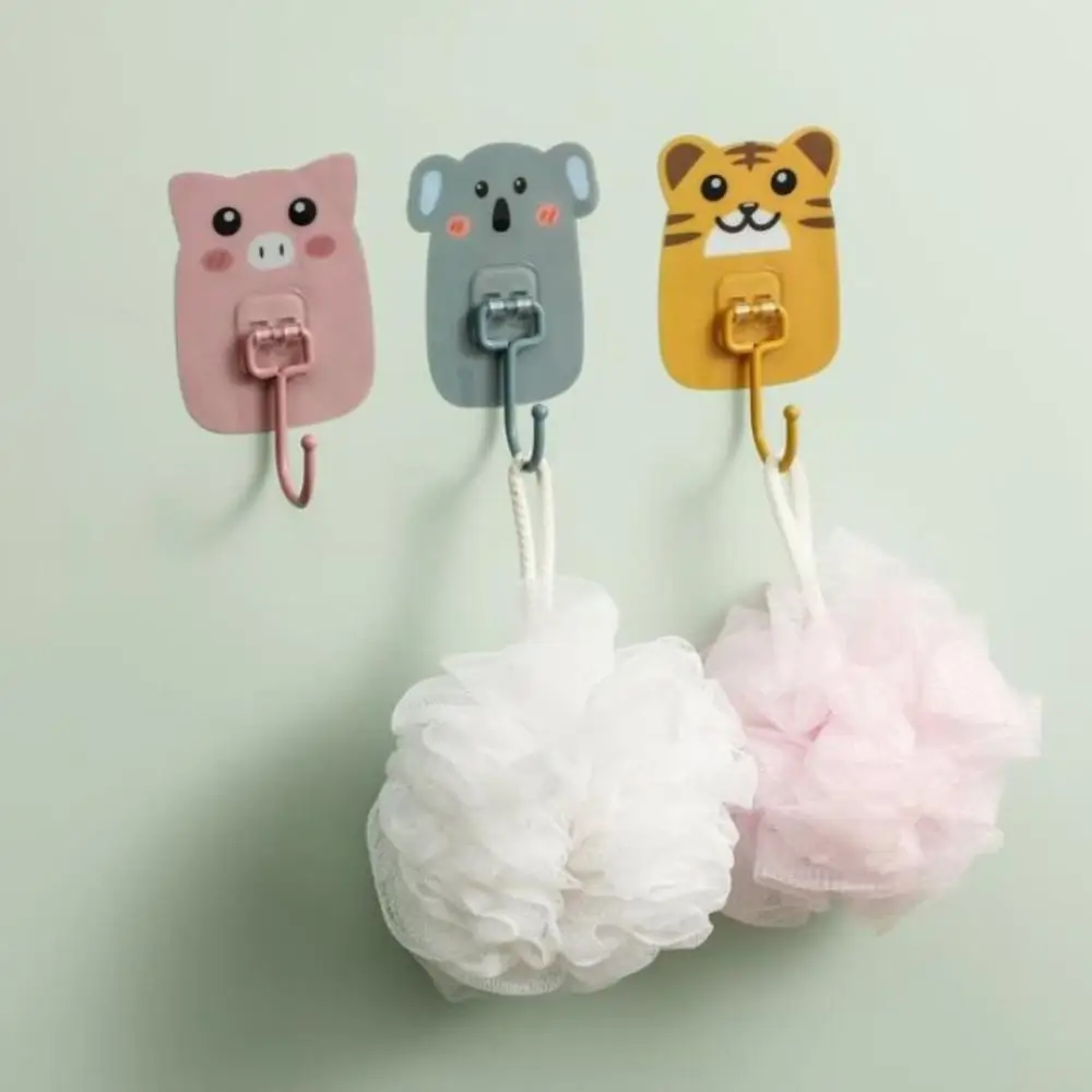 

Cute Cartoon Animal No Punch No Trace Wall Hanging Self-Adhesive Hook Household Kitchen Bathroom Towel Basin Storage Rack