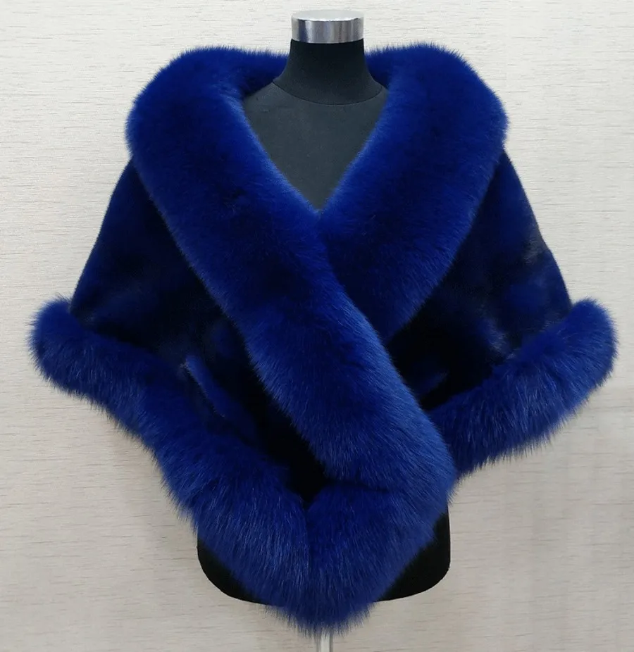 Big Bridal Faux Fur Wraps Winter Wedding Coat Warm shawls Outerwear White Black Blue Shrug Women Prom size 165*55 cm