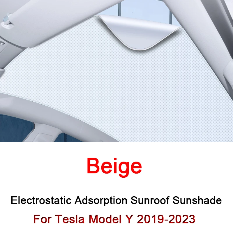 For Tesla Model Y 2019-2023 Electrostatic Adsorption Car Roof Sunshade Skylight Blind Shading Windshield Sunroof Cover Accessory